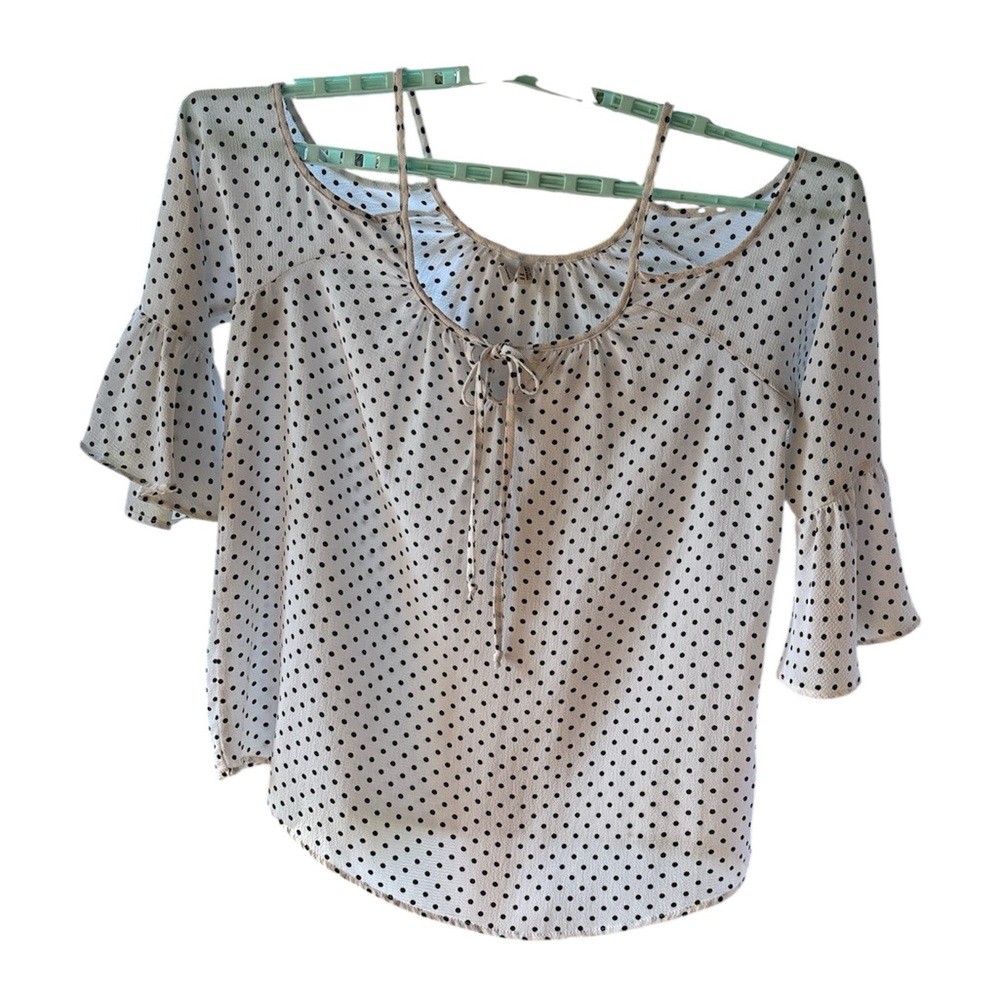 Jules & Leopold Womens Polka Dot Open Cold Off-Shoulder Strap Top Blouse Size M